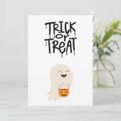 Trick Or Treat Malse Halloween Geest Pompoen Feestdagenkaart (Staand voorkant)