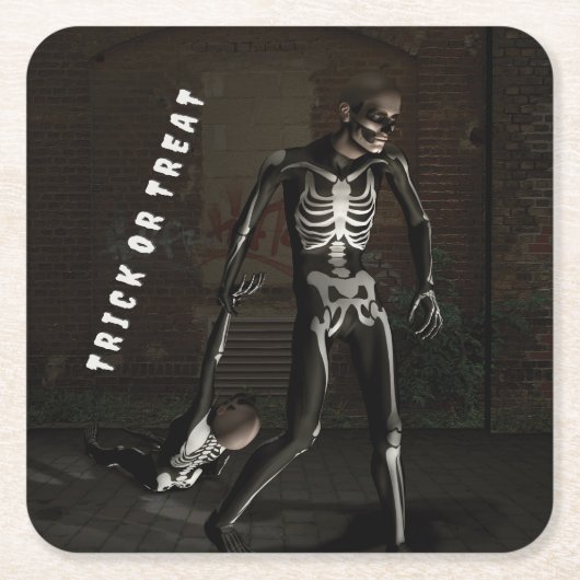 Trick or Treat. Man dressed as skeleton Kartonnen Onderzetters (Voorkant)