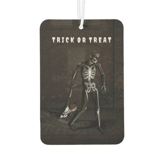 Trick or Treat. Man dressed as skeleton Luchtverfrisser (Achterkant)