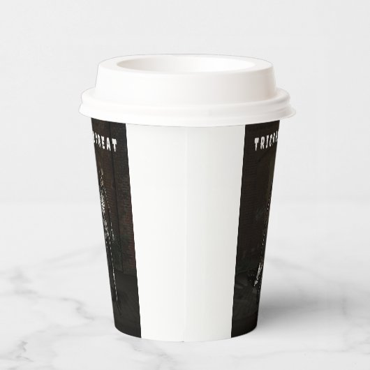 Trick or Treat. Man dressed as skeleton Papieren Bekers (Rechts)