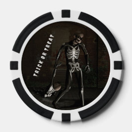 Trick or Treat. Man dressed as skeleton Poker Chips