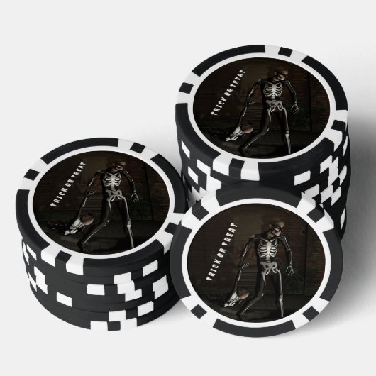 Trick or Treat. Man dressed as skeleton Poker Chips (Opstapeling)