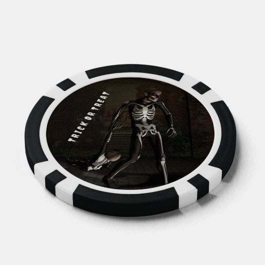 Trick or Treat. Man dressed as skeleton Poker Chips (Enkel)