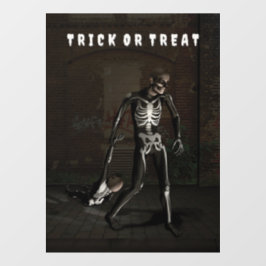 Trick or Treat. Man dressed as skeleton Raamsticker