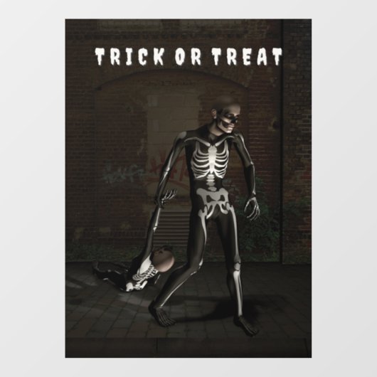 Trick or Treat. Man dressed as skeleton Raamsticker (Vel)