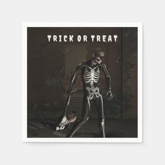 Trick or Treat. Man dressed as skeleton Servet (Voorkant)