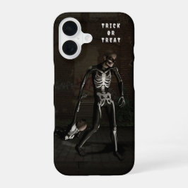Trick or Treat. Man verkleed als skelet iPhone 16 Hoesje