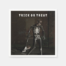 Trick or Treat. Man verkleed als skelet Servet