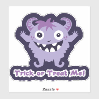 Trick or Treat Me! – Cute Purple Horned Monster Sticker