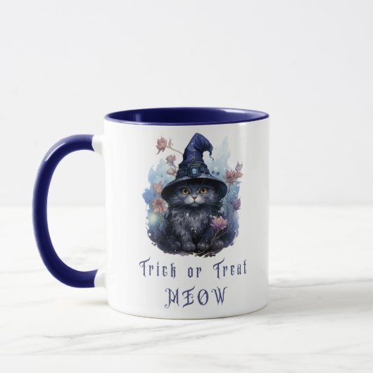 Trick or treat Meow Black Cat Witch Pet Halloween Mok (Links)