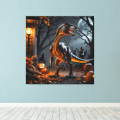 Trick or treat met een velociraptor canvas afdruk (Insitu (Houten vloer))