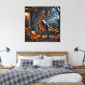 Trick or treat met een velociraptor canvas afdruk (Insitu (Slaapkamer))