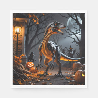Trick or treat met een velociraptor servet