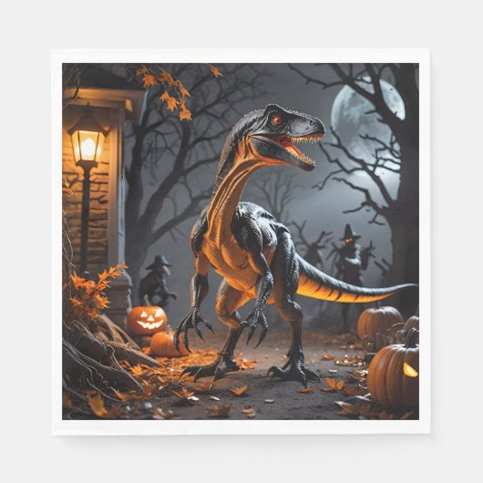 Trick or treat met een velociraptor servet (Voorkant)