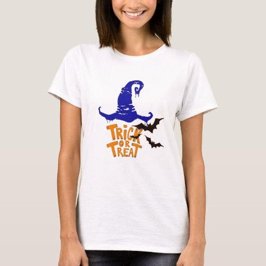 trick or treat met een vreemde halloween shirt (Voorkant)