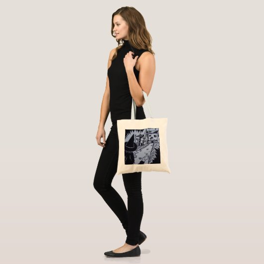 trick or treat met handhaastige heks tote bag (Voorkant (model))