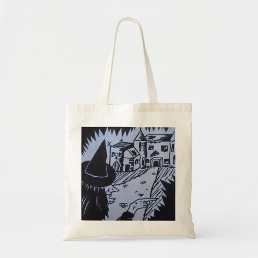 trick or treat met handhaastige heks tote bag (Voorkant)