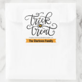 Trick or treat met handschrift vierkante sticker (Tas)