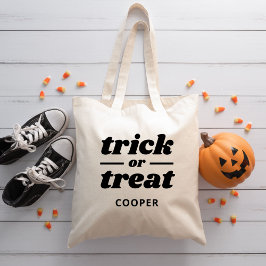 Trick or treat met monogram Halloween Tote Bag