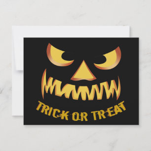 Trick or Treat met pompoen gezicht Briefkaart
