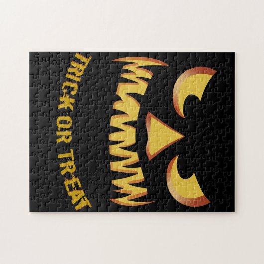 Trick or treat met pompoen gezicht legpuzzel (Horizontaal)