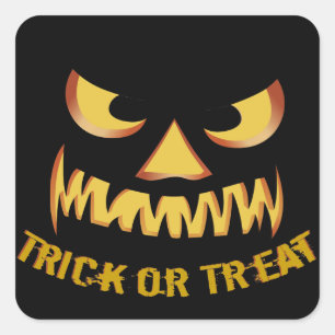 Trick or Treat met pompoen gezicht Vierkante Sticker