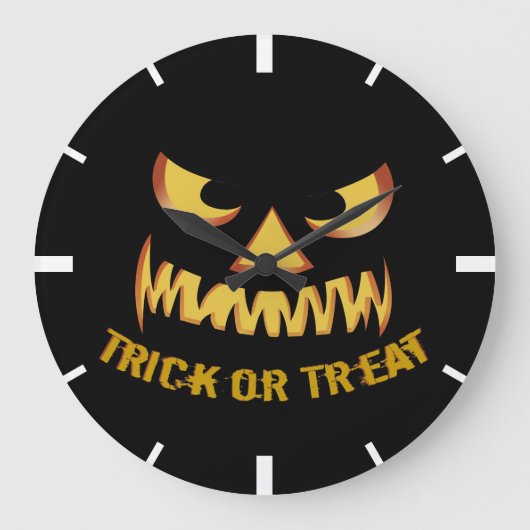 Trick or Treat met Pompoengezicht Grote Klok (Voorkant)