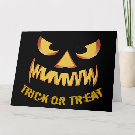 Trick or Treat met Pompoengezicht Kaart (Voorkant)