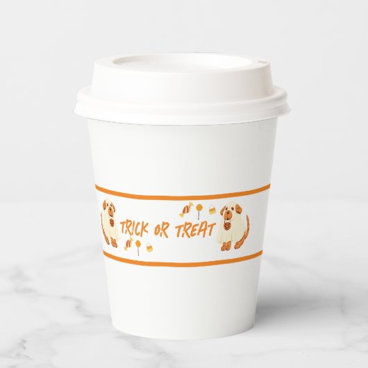 trick or treat met pup papieren bekers (Voorkant)