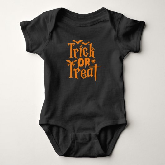 Trick or treat met vleermuizen en spinnen romper (Voorkant)