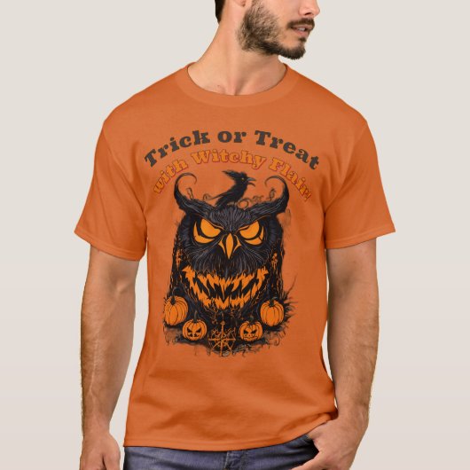 Trick or treat met Witchy Flair T-shirt (Voorkant)