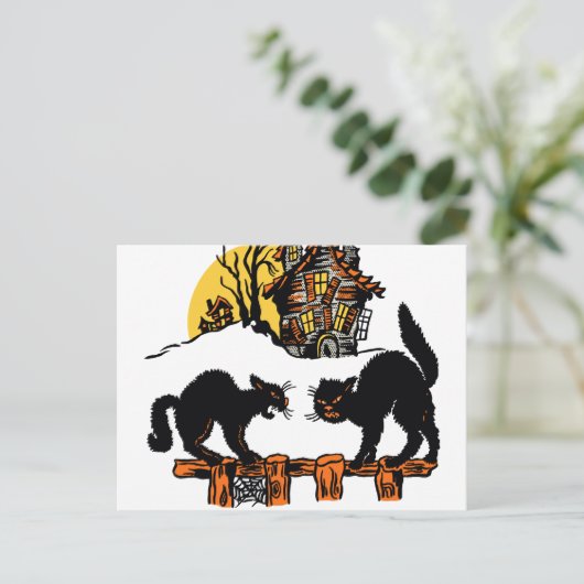  Trick or treat met zwarte katten Briefkaart (Staand voorkant)