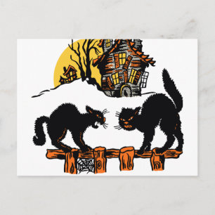  Trick or treat met zwarte katten Briefkaart