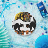  Trick or treat met zwarte katten Papieren Bordje (Feest)