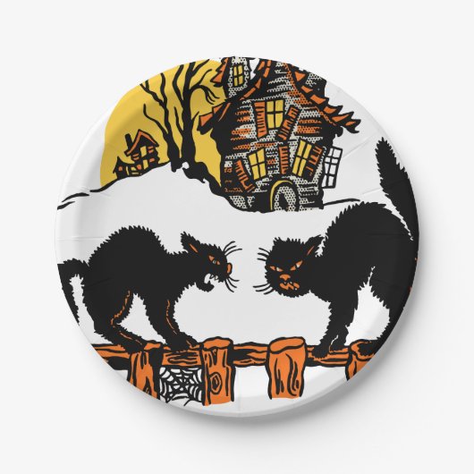 Trick or treat met zwarte katten Papieren Bordje (Voorkant)