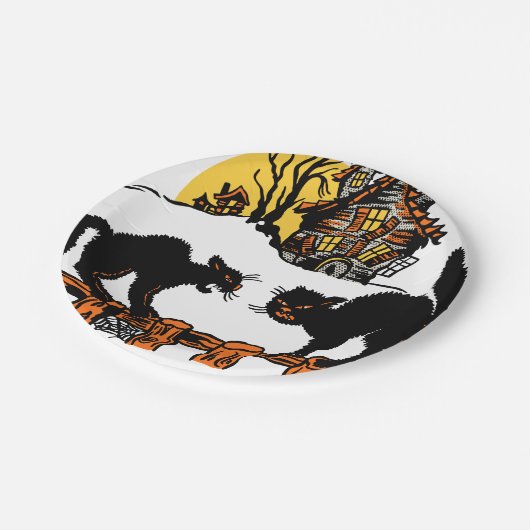  Trick or treat met zwarte katten Papieren Bordje (Gekanteld)