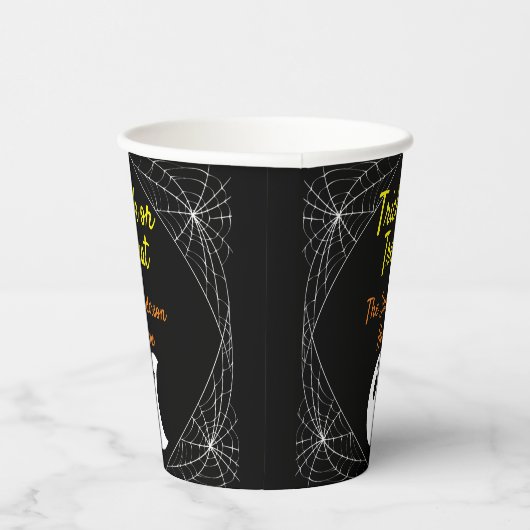 Trick or treat Minimalistische Ghost Halloween Fam Papieren Bekers (Rechts)