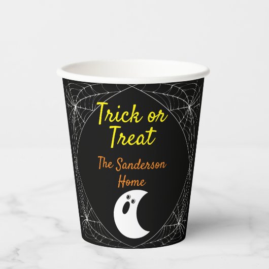 Trick or treat Minimalistische Ghost Halloween Fam Papieren Bekers (Voorkant)