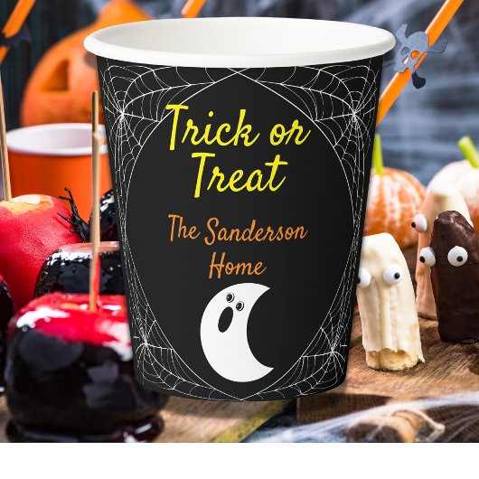 Trick or treat Minimalistische Ghost Halloween Fam Papieren Bekers