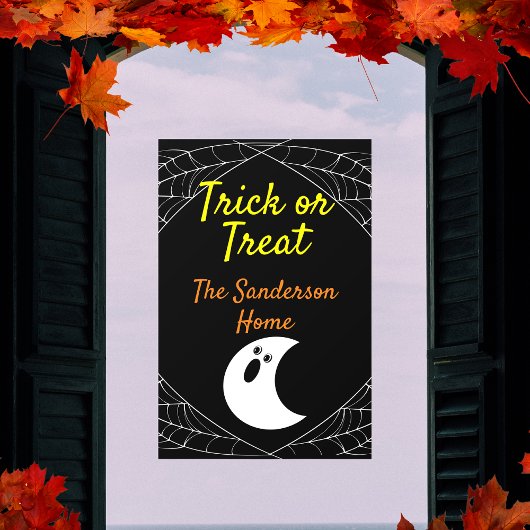 Trick or treat Minimalistische Ghost Halloween Fam Raamsticker