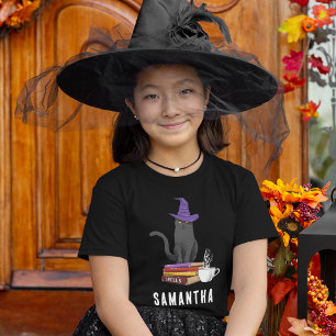 Trick or treat Modern Black Cat Custom Halloween Tri-Blend Shirt
