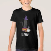 Trick or treat Modern Black Cat Custom Halloween Tri-Blend Shirt (Voorkant)