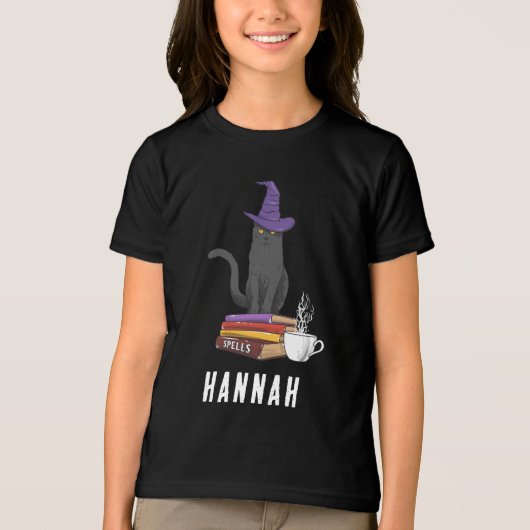 Trick or treat Modern Black Cat Custom Halloween Tri-Blend Shirt (Voorkant)