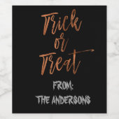Trick or treat Modern Halloween Wijnflesetiket Wijn Etiket (Enkel label)