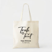 Trick or treat Modern Script Aangepaste Halloween  Tote Bag (Voorkant)