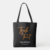 Trick or treat Modern Script Aangepaste Halloween  Tote Bag (Achterkant)