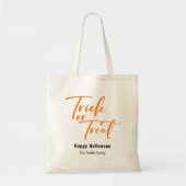 Trick or treat Modern Script Aangepaste Halloween  Tote Bag (Voorkant)