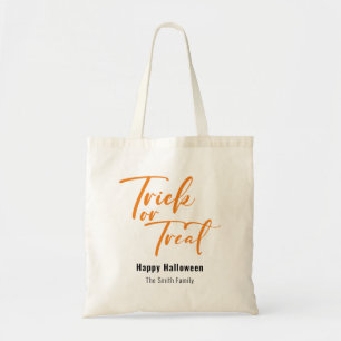 Trick or treat Modern Script Aangepaste Halloween  Tote Bag