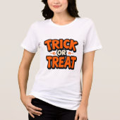 Trick or Treat Modern Script Dames Halloween Tri-Blend Shirt (Voorkant)