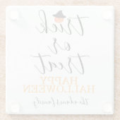 Trick or treat Modern Script Halloween Glazen Onderzetter (Achterkant)